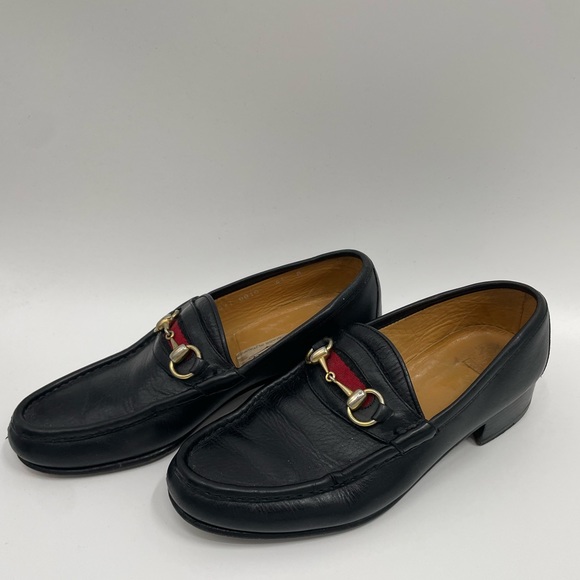 Gucci Shoes - Vintage Gucci Black Leather Classic Horsebit Slip-On Loafers size 41/10